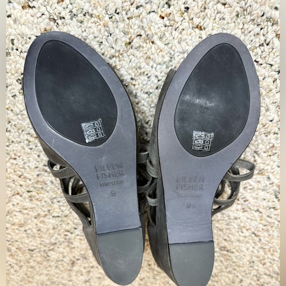 Eileen Fisher Vero Cuoio Caged Suede Wedge Sandals Womens 9 Gray Heel Zip Up - Picture 7 of 10